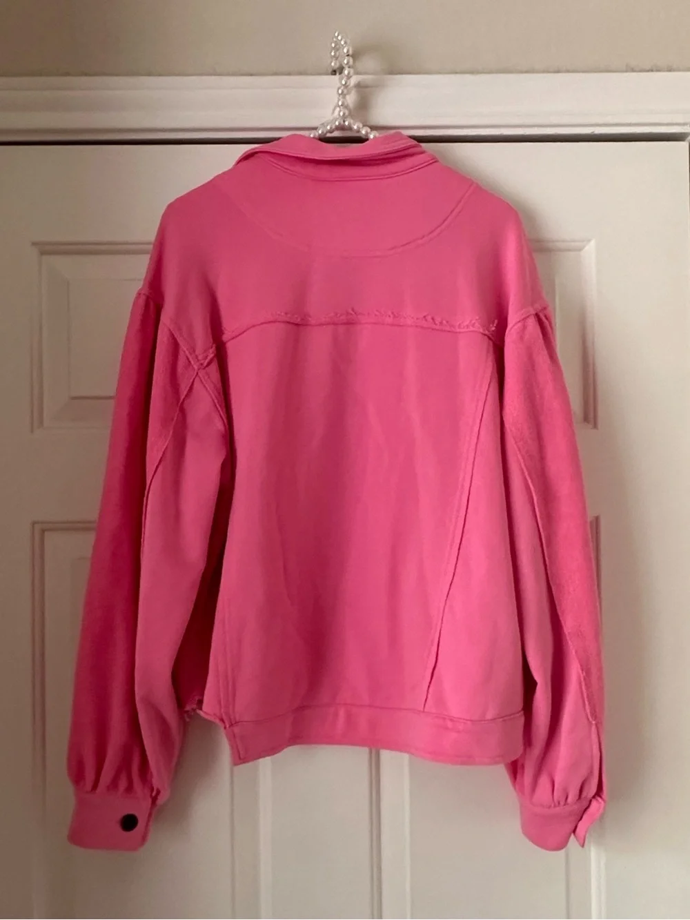 Pol Bubblegum Pink Distressed Crop Jacket - Picture 7 of 10